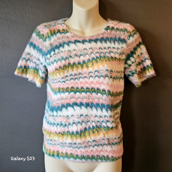 Anthropologie Multi-colored Swirl Pattern Super Soft and Fuzzy Sweater top - Picture 1 of 7